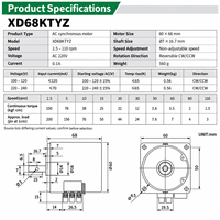 Offre Spéciale Moteur Synchronisé Monophasé à Aimant Permanent 60/68ktyz-a avec Arbre Central de 7mm et Réducteur à Engrenages Fin