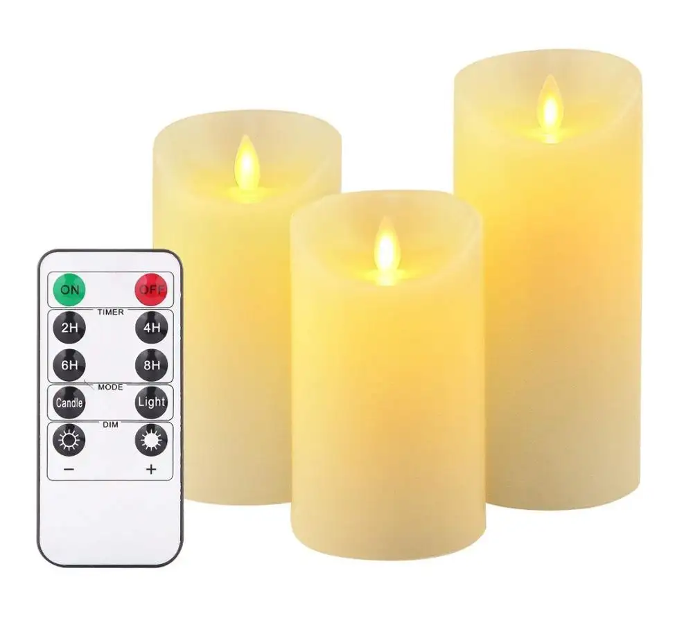 Decoración del hogar sin llama, mecha móvil, vela led con pilas con control remoto, 5 unids/set, gran oferta