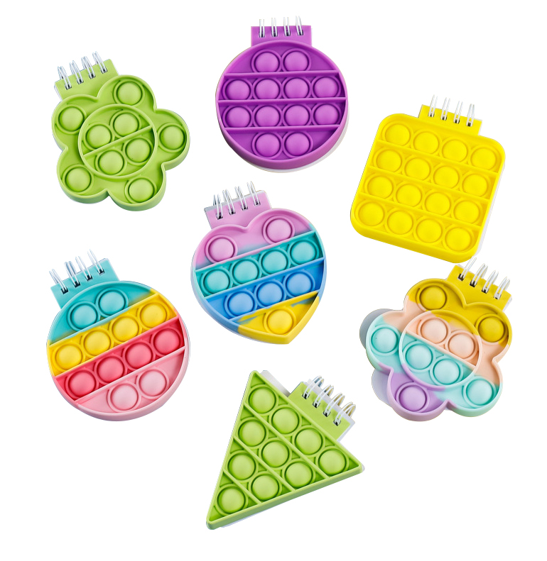 FUNWOOD GQC Mini Silicone Pop Bubbles Cover Push Pop Bubbles Fidget Toys Notebook Relieve Fidget Ruled Notebook Softcover