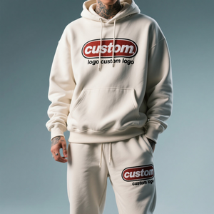 Ensemble de survêtement pour hommes, mode garçons, avec logo personnalisé, sweat à capuche bicolore patchwork et pantalon de survêtement large – Fabricants - Product Image 5