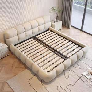 法式奶油色风格简约设计主卧室套装家具1.8米实木天鹅绒床别墅软包 - Product Image 3