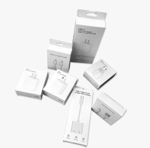 Venda quente 3C Digital Carregamento Dados Cabo Papel Embalagem Caixa Limpar PVC Janela <span class=keywords><strong>Toy</strong></span> Caixas com Gancho Pendurado para Take Out