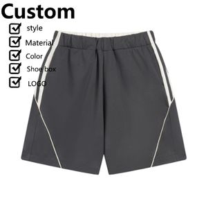 Pantalones cortos para hombre al por mayor sensación fresca empalme cintura elástica diseño de rayas laterales vintage algodón sólido mezcla de poliéster pantalones cortos Casuales - Product Image 5