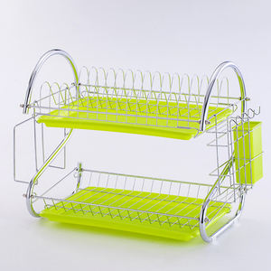 Égouttoir en métal pour vaisselle, étagère de rangement de bol à vaisselle, panier de cuisine multifonctionnel, Double couche - Product Image 3