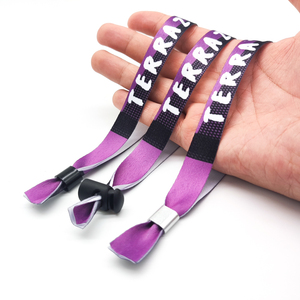 Promotiegeschenken met aangepast logo, groothandel, evenementen, festivals, geweven polyester polsbandjes, stoffen polsbanden - Product Image 4