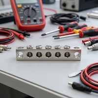 Bloc de bornes à vis industriel à 5 bornes, en laiton étamé, pour câbles 6-14 AWG, barre neutre, 60A max, personnalisation usine