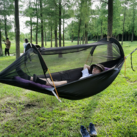 Hamac-tente portable respirant en nylon avec moustiquaire pour camping extérieur, balançoire, bâche de protection, moins de 3 m, 2 places