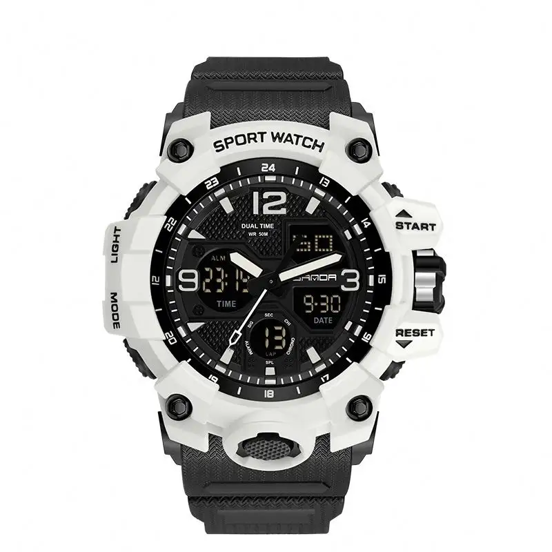 SANDA 6030 Relogio Masculino Men Watches G Style White Sport LED Digital 50M Waterproof S Shock Male Watch