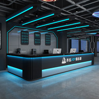 Bureau de réception commercial moderne oblong avec rangement, panneau MDF durable, éclairage LED, design personnalisable, marque GUANKAI pour hôtels