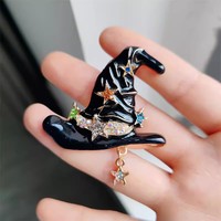 Rétro Halloween Citrouille Sorcière Étoile Chapeau Broche Femmes Personnalisé Mode Creative Cartoon Corsage Pin Vêtements Accessoires