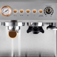 Machine à expresso semi-automatique avec moulin intégré, pression de pompe 15 bars, cafetière avec manomètre, double fonction de brassage et vapeur