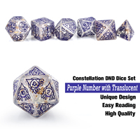Lot de 7 dés géant nd, jeu de société, 7 pièces, bleu translucide, plateau D & D, avec boîte en métal, pour jeux vidéo
