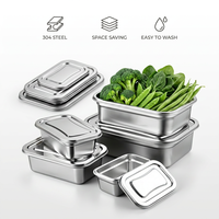 Boîte à lunch écologique en acier inoxydable 304, hermétique, anti-fuite, empilable, pour la préparation des repas, organisateur de réfrigérateur, ensemble de contenants de stockage alimentaire