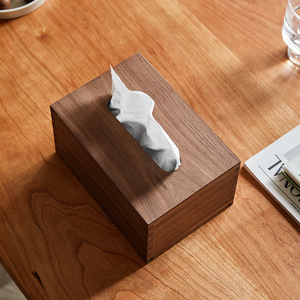 <b>Black</b> walnut <b>tissue</b> box, living room desktop remote control storage box, wooden <b>tissue</b> box, restaurant <b>paper</b> box, custom logo. - Product Image 4