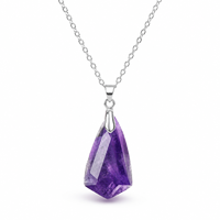 Collier pendentif en cristal d'améthyste naturelle à facettes, bijoux en pierres précieuses violettes pour femmes