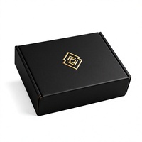 Boîte d'expédition en carton ondulé noir mat de luxe personnalisée avec logo en feuille d'or, boîte d'expédition pliable en kraft écologique pour emballage cadeau