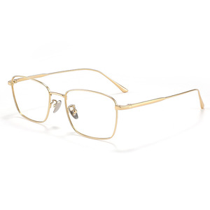 Montures de lunettes haut de gamme à bordure dorée pour hommes, en titane pur, monture complète rectangulaire, protection anti-lumière bleue 20801 - Product Image 2