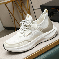 Chaussures de sport respirantes pour hommes en maille ajourée, à lacets, amortissantes, antidérapantes, à semelle épaisse, pour la marche en extérieur et la course à pied