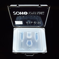 Boîte à vin lumineuse à LED avec logo personnalisé, ensemble de verres à champagne VIP pour bar KTV avec boîte à lumière rechargeable