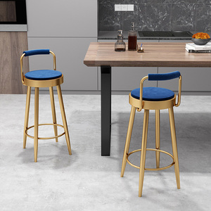 001 Chaise de bar moderne de style luxueux avec dossier, en acier inoxydable doré rose, mobilier artistique, <span class=keywords><strong>tabouret</strong></span> haut tendance pour table de bar - Product Image 2