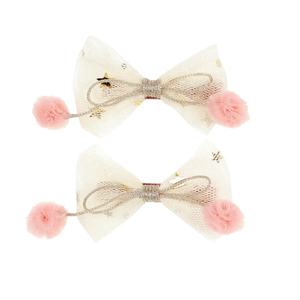 Barrettes à cheveux scintillantes mignonnes pour bébés filles, 4 pièces/ensemble, barrettes en peluche, barrettes à cheveux pour enfants, pompons, barrettes à pression pour enfants - Product Image 3