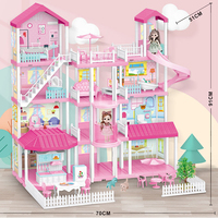 MILI semblant jouer 416 pièces fille princesse jouet accessoires meubles bricolage assemblage grande taille rêve rose maison de poupée avec fille poupée