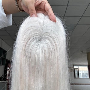 Premier Straight Virgin European Remy Hair Toupee Blanco Rubio Color Premium Remy Cabello humano Lace Front Topper - Product Image 4