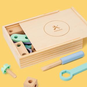 Boys Tools <b>Set</b> Stem Blocks Learning Pretend Play Construction Assemble Disassemble Wooden <b>Screw</b> Tool Kit for Kids - Product Image 6