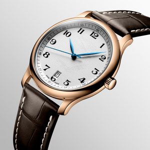 Reloj Mecánico Automático para Hombre, Caja de Oro Rosa, Manecillas Azules, Correa de Cuero Marrón, Ventana de Fecha, Reloj de Pulsera Clásico Longinesing - Product Image 4