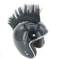 Nouveau noir Punk perruque Mohawk Warhawk perruque accessoire bâton sur casque pour Ski Skate vélo motard vélo Scooter moto
