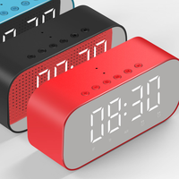 Speaker Nirkabel Portabel dengan Jam Alarm, Permukaan Cermin, TF & AUX-Mini Star Radio Speaker