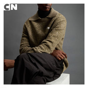 เสื้อสเวตเตอร์ถักสำหรับผู้ชายเสื้อโปโลผ้าแจ็คการ์ดขนสัตว์แท้สำหรับฤดูใบไม้ร่วงฤดูหนาวได้รับการรับรองจาก GRS - Product Image 2