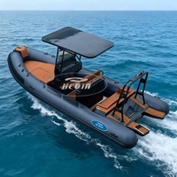 Hedia Best Selling Boat Aluminum Double Deep v Hull 19ft Fishing Inflatable Boat with Steering Wheel Rib Boat Hypalon 580