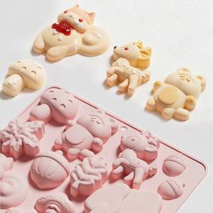 L'usine MUYULINS peut personnaliser des moules en silicone à 15 cavités en forme d'animaux de dessin animé, antiadhésifs LFGB, sans BPA, pour gâteaux mousse. - Product Image 1