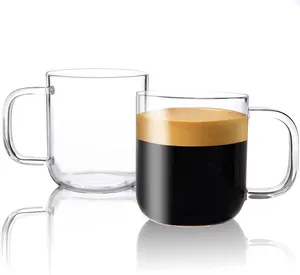 16oz Glass Coffee Mugs Large Clear Glass Cup with Handle for Hot Cold Coffee Tea Beverage