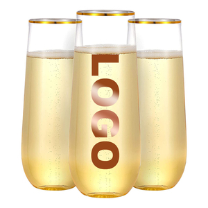 9oz Élégant en plastique cocktails verres <span class=keywords><strong>à</strong></span> vin clair mariages <span class=keywords><strong>flûte</strong></span> <span class=keywords><strong>à</strong></span> <span class=keywords><strong>champagne</strong></span> <span class=keywords><strong>flûte</strong></span> <span class=keywords><strong>à</strong></span> <span class=keywords><strong>champagne</strong></span> bordée d'or pour la fête - Product Image 1