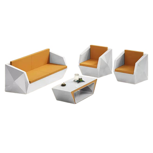 Set Moderno di Divano <span class=keywords><strong>e</strong></span> Tavolino da Ufficio con Design Irregolare <span class=keywords><strong>e</strong></span> Finitura Lucida - Arredamento per Reception Aziendale per Dirigenti - Product Image 3