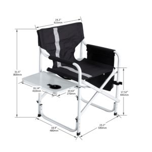DB Lightweight Oversized <b>Directors</b> <b>Chair</b> 1-Piece Padded Folding Design with Side Table Storage Pockets for Indoor Outdoor Use - Product Image 4