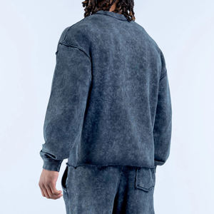<span class=keywords><strong>Felpa</strong></span> da Uomo Oversize con Logo Personalizzato, Bordi Grezzi e Effetto Vissuto, Pesante con Spalle Scese - Product Image 3