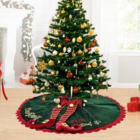 Jupe d'arbre elfe de haute qualité en rouge et vert avec des décorations de tablier faites à la main Ornement de jupe de jambe d'arbre de Noël