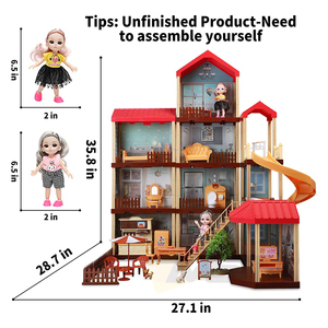 Casa de Muñecas Grande de 2 a 4 Pisos, Juguete de Princesa, Casa de Muñecas 3D DIY con Luces y Muebles, Juguete con Buenos Muebles - Product Image 5