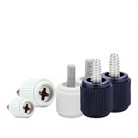 Vis à molette moletées 6-32 UNC, tête en plastique noir et blanc, acier, fixation manuelle pour boîtier d'ordinateur PC