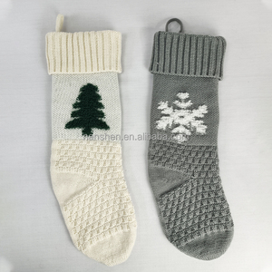 <span class=keywords><strong>Crochet</strong></span> bas <span class=keywords><strong>de</strong></span> noël neige blanc gris confortable nordique hiver chaussettes vacances décor à la maison tricot bas pour cadeau - Product Image 4