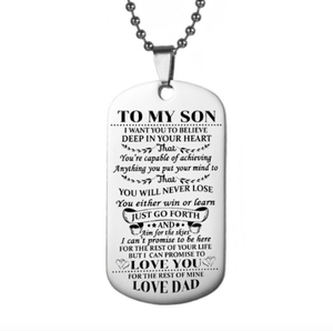 In acciaio inox lettera a mio figlio figlia papà pendente della collana - Product Image 1
