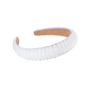 Elegant Women Rhinestone <b>Padded</b> Headband European-American Style Wedding <b>Hair</b> Accessory White High Quality Hemasa Fashions - Product Image 1