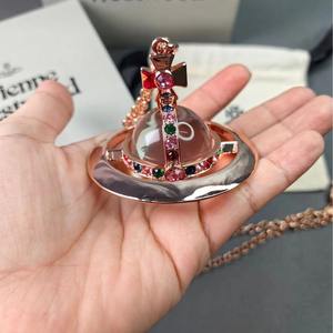 Kalung UFO Manik Kaca Ukiran Tiga Dimensi Paduan Berat Ekstra Besar 30mm Ratu Ibu - Product Image 2