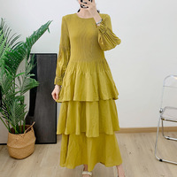 Miyake femmes robe plissée Style décontracté conception irrégulière avec ceinture ample grande taille sortie d'usine robe de mode