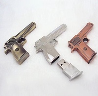 Memoria USB de Metal de Cobre con Forma de Pistola Revólver 2.0, Regalo con Memoria de 4GB 8GB 16GB 32GB 64GB, Nueva Unidad Flash USB