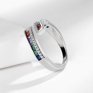 Anillo de Moda con Circonita de Colores Arcoíris para Mujer, Anillo para el Dedo Índice - Product Image 3