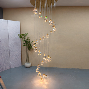 Lámpara colgante moderna de cristal en espiral con cable largo para escalera de villa, vestíbulo, techo alto. - Product Image 4